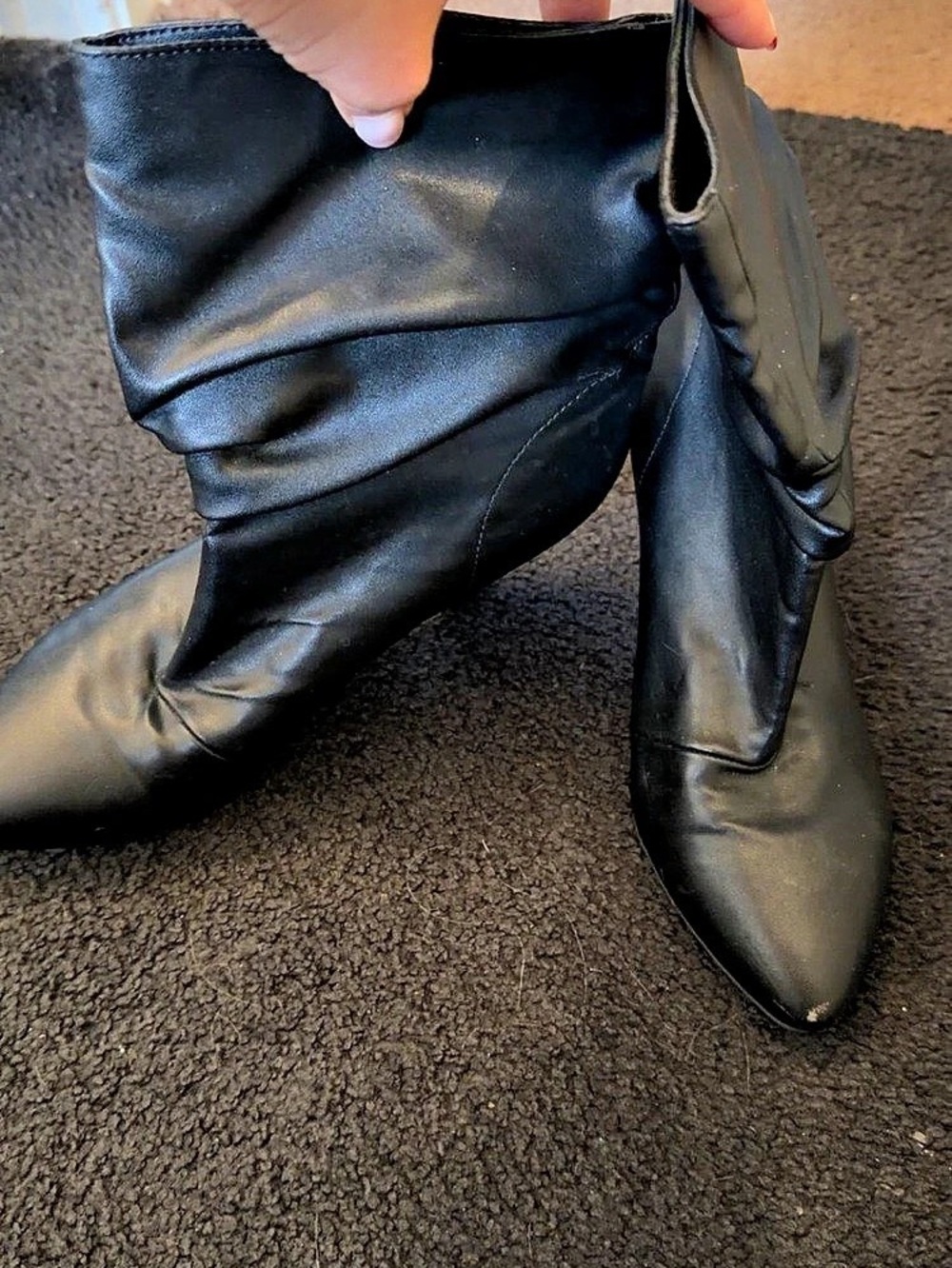 Report Black Ruched Pointed-Toe Heeled Boots